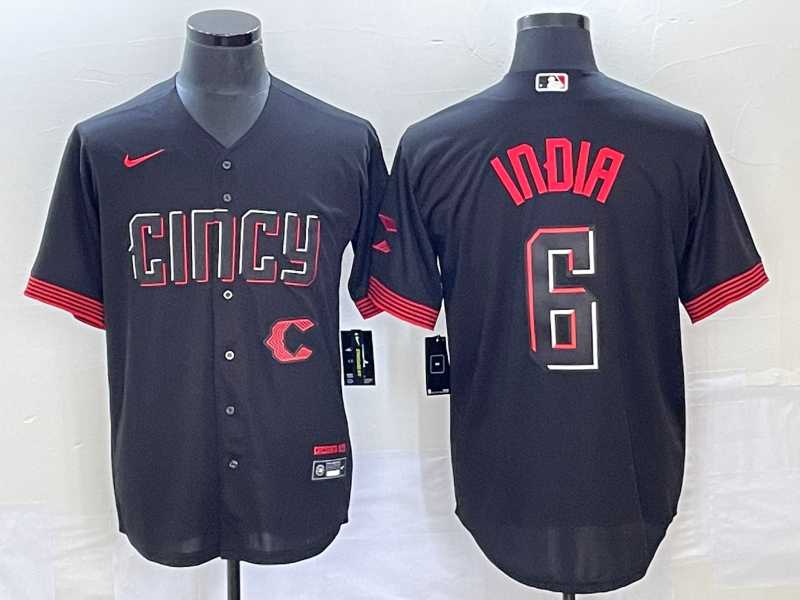 Men's Cincinnati Reds #6 Jonathan India Black 2023 City Connect With Patch Stitched Jerseys