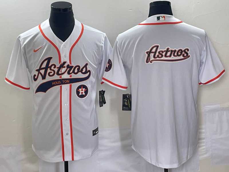 Men's Houston Astros White Team Big Logo Cool Base Stitched MLB Jerseys