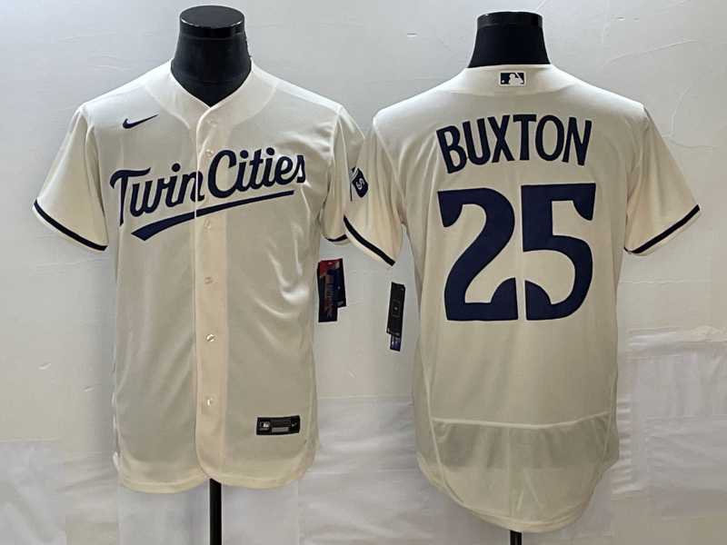 Men's Minnesota Twins #25 Byron Buxton 2023 Cream Flex Base Stitched Jerseys