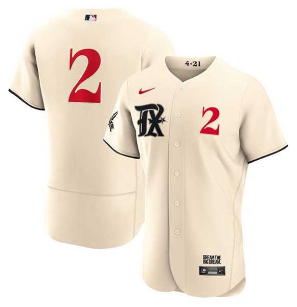 Men's Texas Rangers #2 Marcus Semien Cream 2023 City Connect Flex Base Stitched Baseball Jersey Dzhi