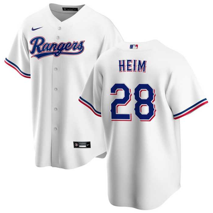 Men's Texas Rangers #28 Jonah Heim White Cool Base Stitched Baseball Jersey Dzhi