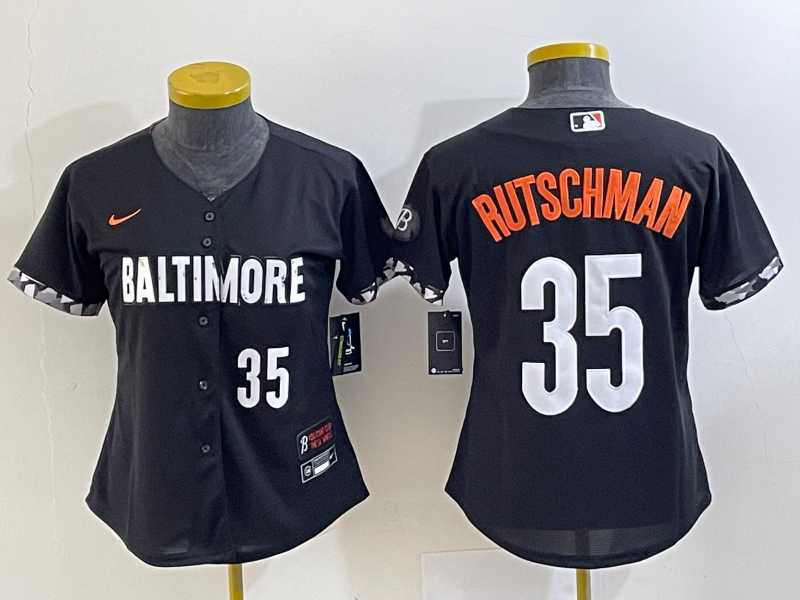 Women's Baltimore Orioles #35 Adley Rutschman Number Black 2023 City Connect Cool Base Stitched Jerseys