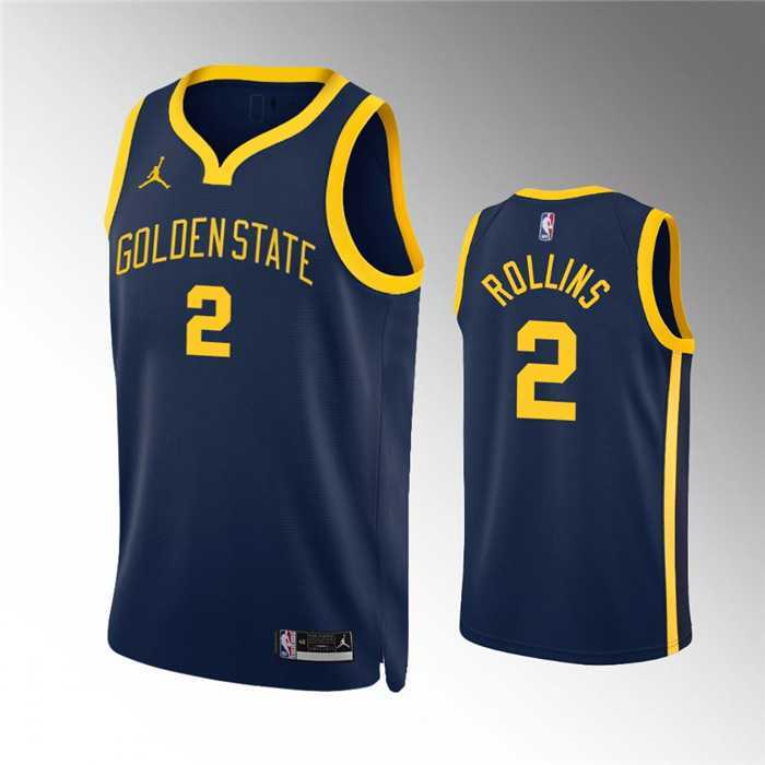 Men's Golden State Warriors #2 Ryan Rollins Navy Statement Edition Stitched Jersey Dzhi