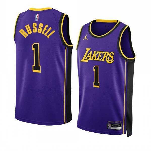 Men's Los Angeles Lakers #1 Russell Purple Stitched Basketball Jersey Dzhi Dzhi