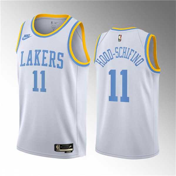 Men's Los Angeles Lakers #11 Jalen Hood-Schifino White 2023 Draft Classic Edition Stitched Basketball Jersey Dzhi 