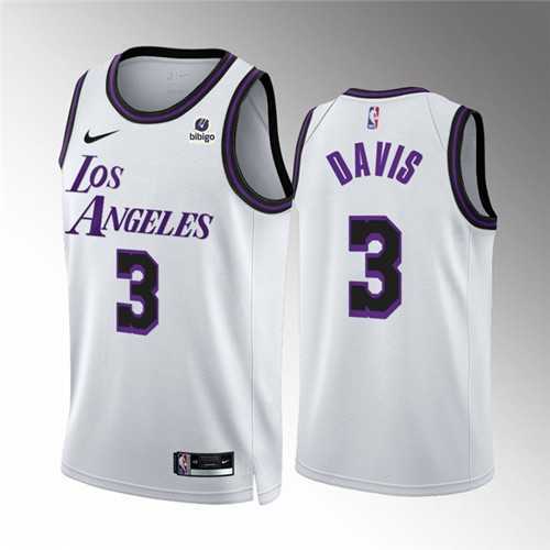 Men's Los Angeles Lakers #3 Anthony Davis White City Edition Stitched Basketball Jersey Dzhi