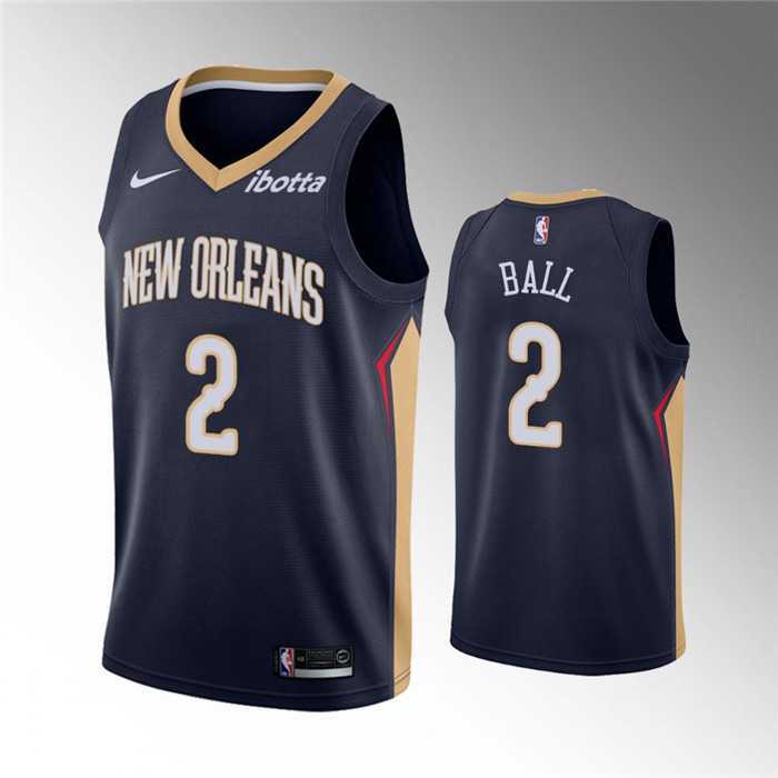 Men's New Orleans Pelicans #2 Lonzo Ball Navy Icon Edition Stitched Jersey Dzhi