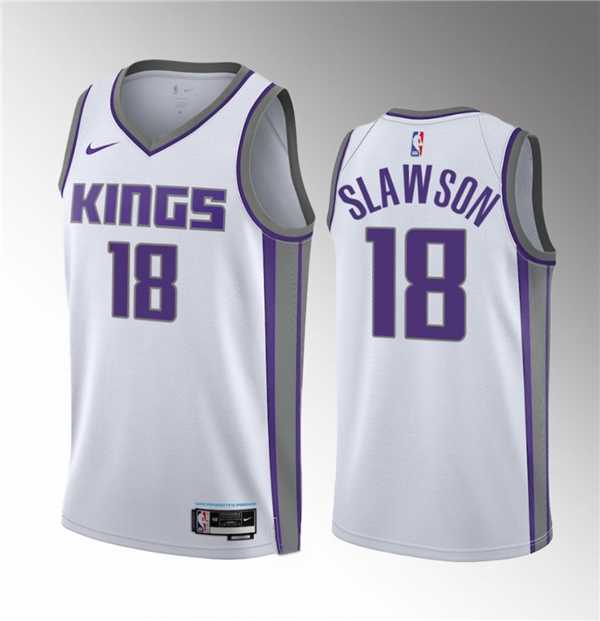 Men's Sacramento Kings #18 Jalen Slawson White 2023 Draft Association Edition Stitched Jersey Dzhi 