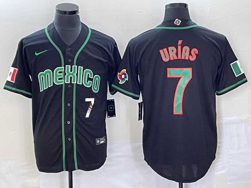 Men's Mexico Baseball #7 Julio Urias Number 2023 Black World Classic Stitched Jersey1