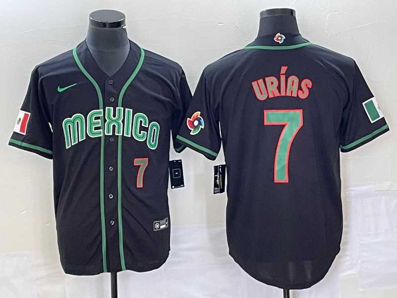 Men's Mexico Baseball #7 Julio Urias Number 2023 Black World Classic Stitched Jersey6