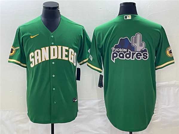 Men's San Diego Padres Green Team Big Logo Cool Base Stitched Baseball Jerseys