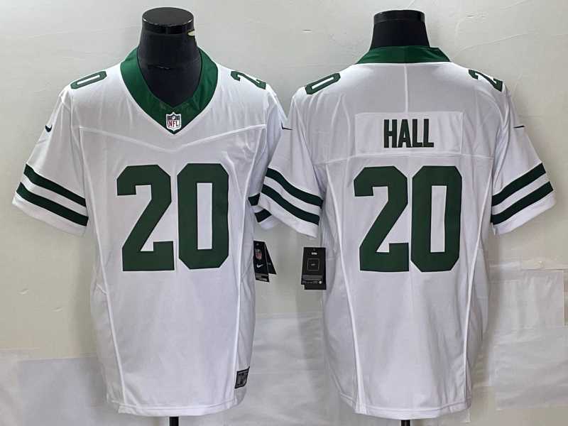 Men's New York Jets #20 Breece Hall White 2023 F.U.S.E. Vapor Limited Throwback Stitched Football Jersey