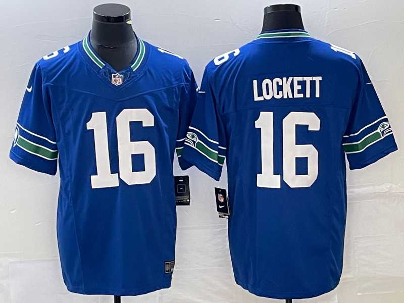 Men's Seattle Seahawks #16 Tyler Lockett Royal 2023 F.U.S.E. Vapor Limited Throwback Stitched Jersey