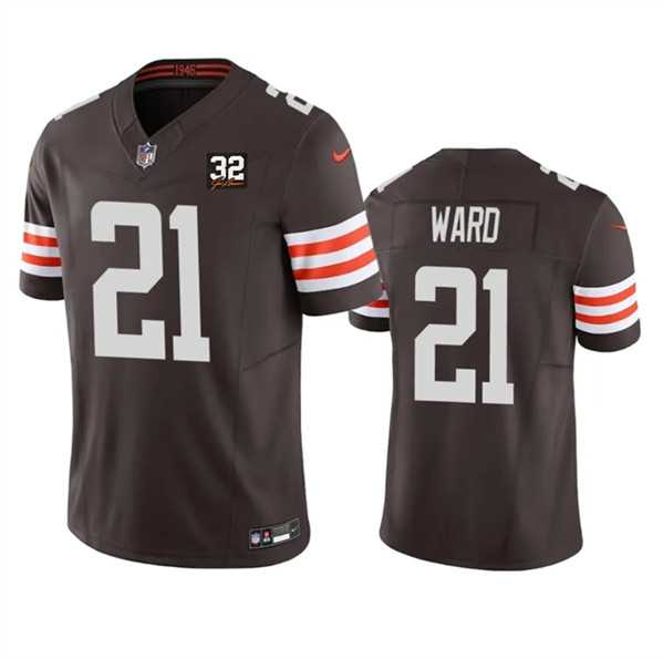 Men & Women & Youth Cleveland Browns #21 Denzel Ward Brown 2023 F.U.S.E. With Jim Brown Memorial Patch Vapor Untouchable Limited Stitched Jersey