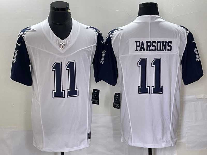 Men's Dallas Cowboys #11 Micah Parsons White FUSE Vapor Thanksgiving Limited Stitched Jersey
