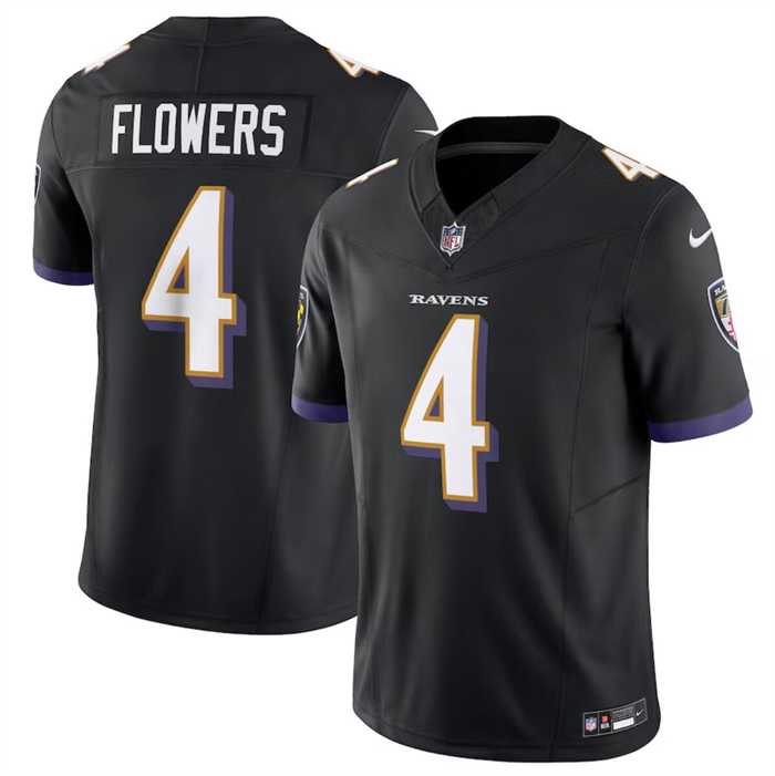 Men & Women & Youth Baltimore Ravens #4 Zay Flowers Black 2023 F.U.S.E. Vapor Limited Stitched Jersey