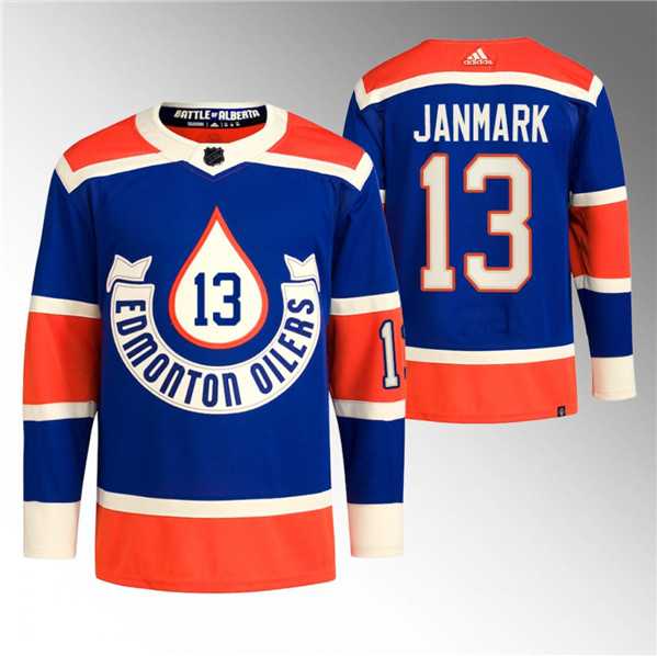 Men's Edmonton Oilers #13 Mattias Janmark 2023 Royal Heritage Classic Primegreen Stitched Jersey Dzhi