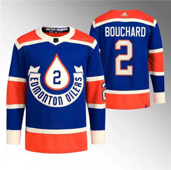 Men's Edmonton Oilers #2 Evan Bouchard 2023 Royal Heritage Classic Primegreen Stitched Jersey Dzhi