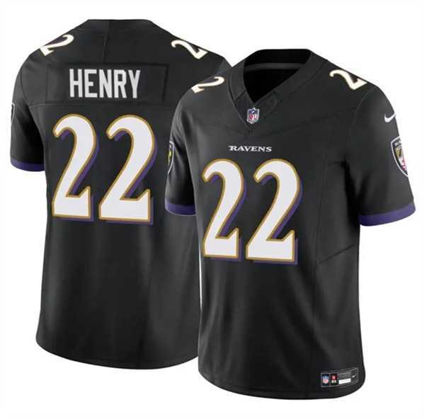 Men & Women & Youth Baltimore Ravens #22 Derrick Henry 2023 F.U.S.E. Black Vapor Limited Jersey