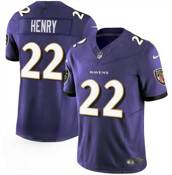 Men & Women & Youth Baltimore Ravens #22 Derrick Henry Purple 2023 F.U.S.E. Vapor Limited Jersey