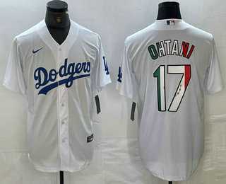 Men's Los Angeles Dodgers #17 Shohei Ohtani Mexico White Cool Base Stitched Jersey
