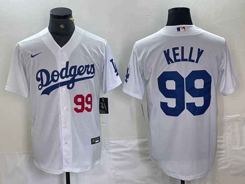 Men's Los Angeles Dodgers #99 Joe Kelly Number White Stitched Cool Base Nike Jerseys