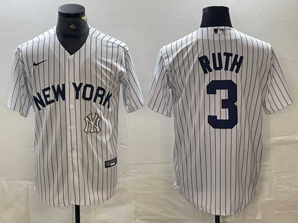 Men's New York Yankees #3 Babe Ruth White 2024 Cool Base Stitched Jersey