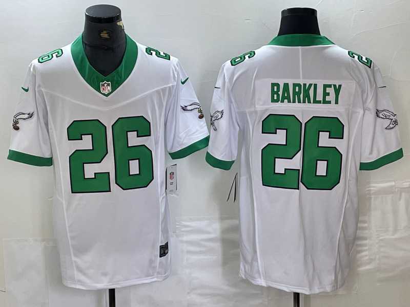 Men's Philadelphia Eagles #26 Saquon Barkley White 2023 F.U.S.E. Vapor Untouchable Throwback Jersey