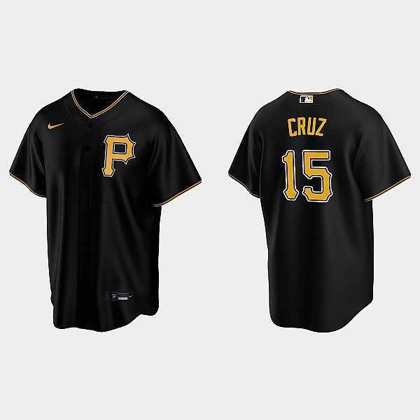 Men's Pittsburgh Pirates #15 Oneil Cruz Nike Black Alternate Team Logo Coolbase Jersey Dzhi