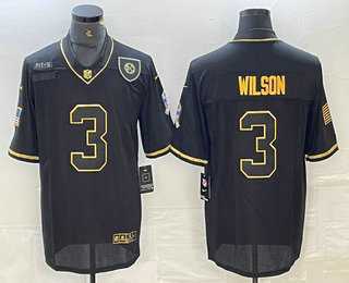 Men's Pittsburgh Steelers #3 Russell Wilson Black Gold 2020 Salute To Service Stitched NFL Nike Limited Jersey Dzhi