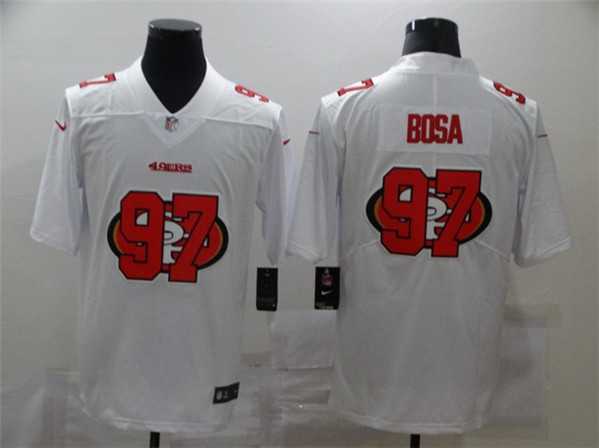 Men's San Francisco 49ers #97 Nick Bosa White Shadow Logo Limited Stitched Jersey Dzhi