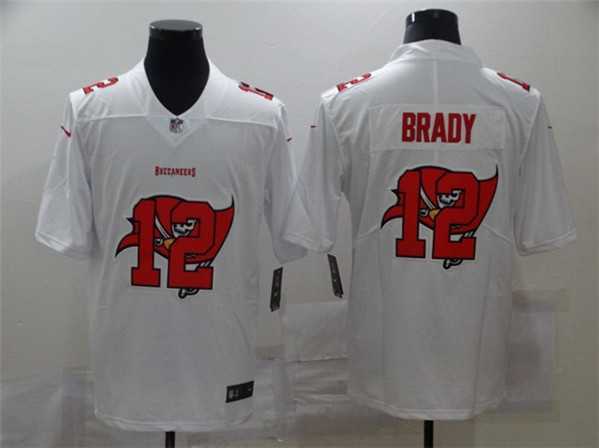 Men's Tampa Bay Buccaneers #12 Tom Brady White Shadow Logo Limited Jersey Dzhi