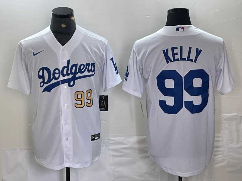 Mens Los Angeles Dodgers #99 Joe Kelly Number White Stitched Cool Base Nike Jersey