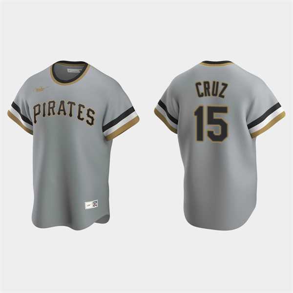 Mens Pittsburgh Pirates #15 Oneil Cruz Nike Gray Pullover Cooperstown Collection Jersey Dzhi