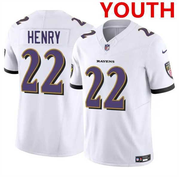 Youth Baltimore Ravens #22 Derrick Henry White 2023 F.U.S.E. Jersey Dzhi