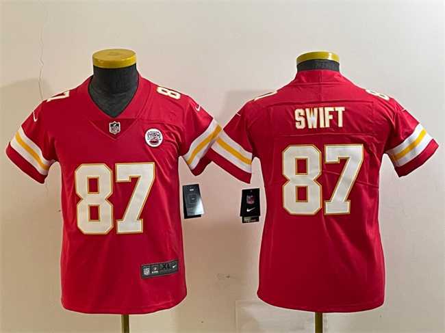 Youth Kansas City Chiefs #87 Taylor Swift Red Vapor Untouchable Limited Jersey