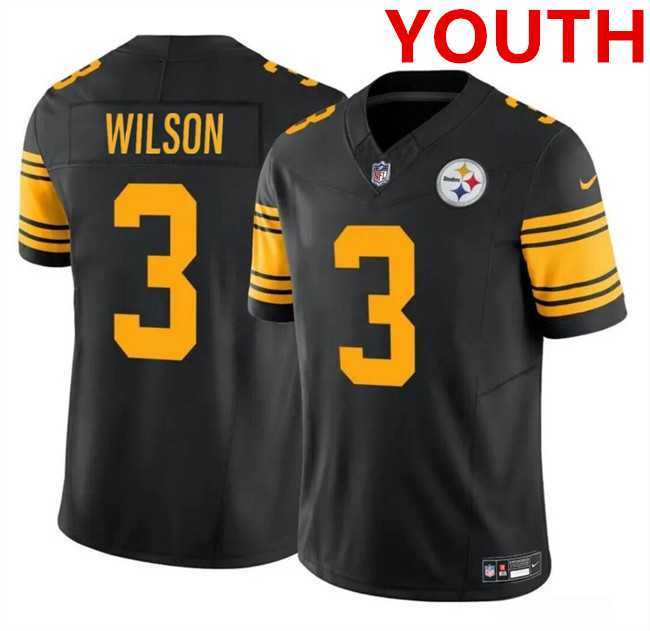 Youth Pittsburgh Steelers #3 Russell Wilson Black 2023 F.U.S.E. Color Rush Limited Jersey Dzhi