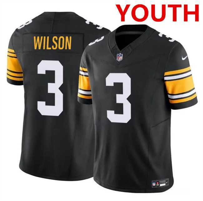 Youth Pittsburgh Steelers #3 Russell Wilson Black 2023 F.U.S.E. Vapor Untouchable Limited Jersey Dzhi