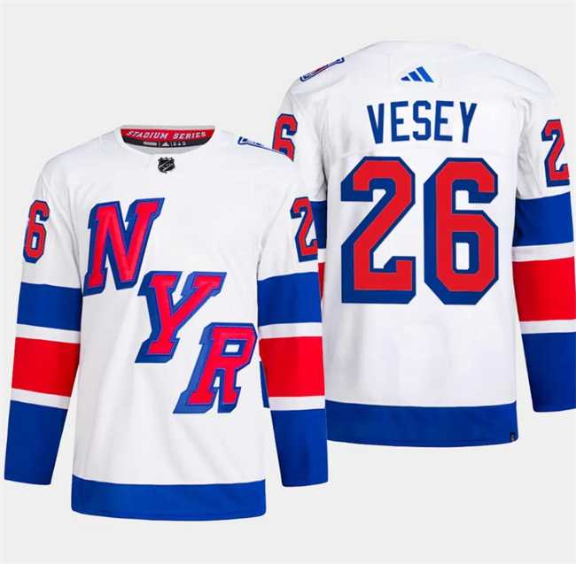 Men's New York Rangers #26 Jimmy Vesey White 2024 Stadium Series Stitched Jersey Dzhi