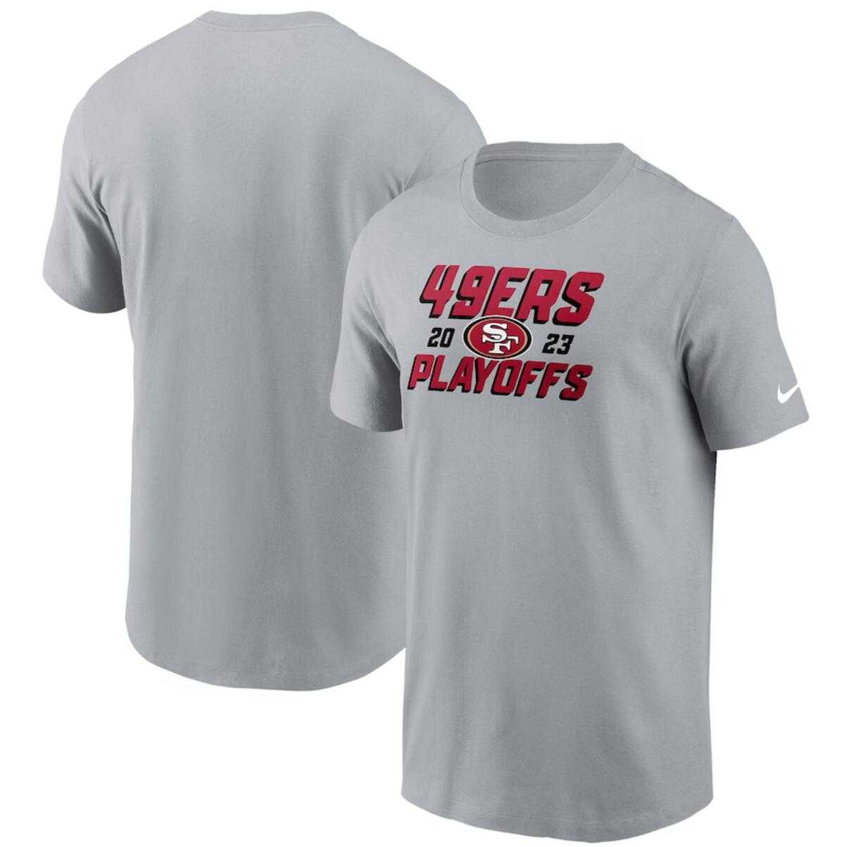 Men's San Francisco 49ers Gray 2023 Playoffs Iconic T-Shirt