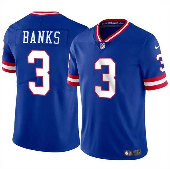 Men & Women & Youth New York Giants #3 Deonte Banks Royal Throwback Vapor Untouchable Limited Football Stitched Jersey