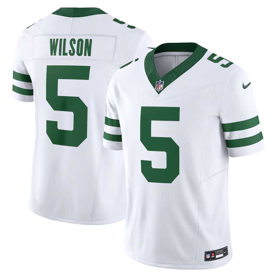 Men & Women & Youth New York Jets #5 Garrett Wilson White 2023 F.U.S.E. Vapor Limited Throwback Stitched Football Jersey
