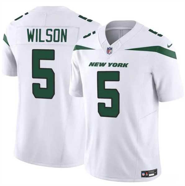 Men & Women & Youth New York Jets #5 Garrett Wilson White 2023 F.U.S.E. Vapor Untouchable Limited Football Stitched Jersey