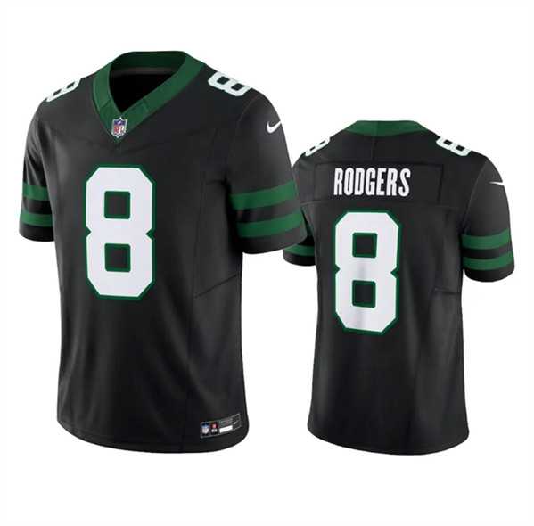 Men & Women & Youth New York Jets #8 Aaron Rodgers Black 2024 F.U.S.E. Vapor Limited Football Stitched Jersey