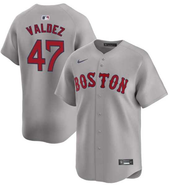 Men's Boston Red Sox #47 Enmanuel Valdez Gray Cool Base Stitched Baseball Jerseys Dzhi