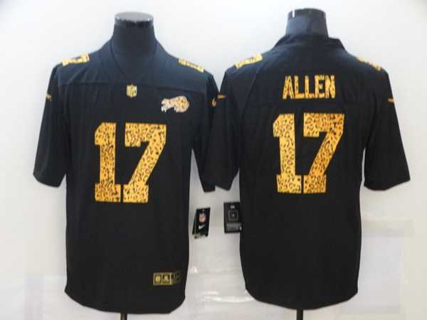 Men's Buffalo Bills #17 Josh Allen 2020 Black Leopard Print Fashion Limited Football Stitched Jersey Dzhi