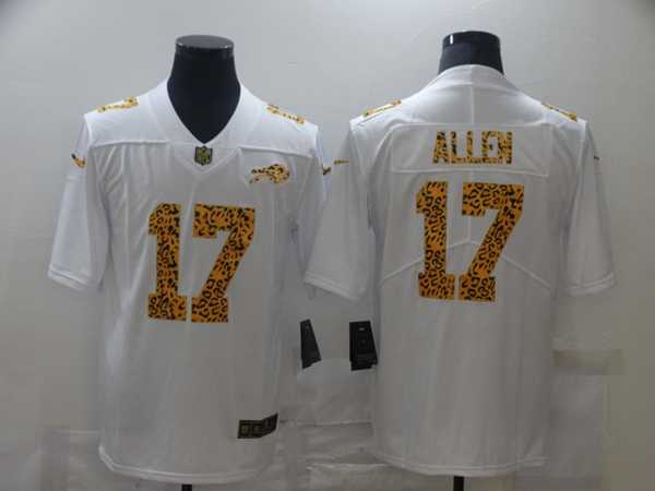 Men's Buffalo Bills #17 Josh Allen 2020 White Leopard Print Fashion Limited Football Stitched Jersey Dzhi