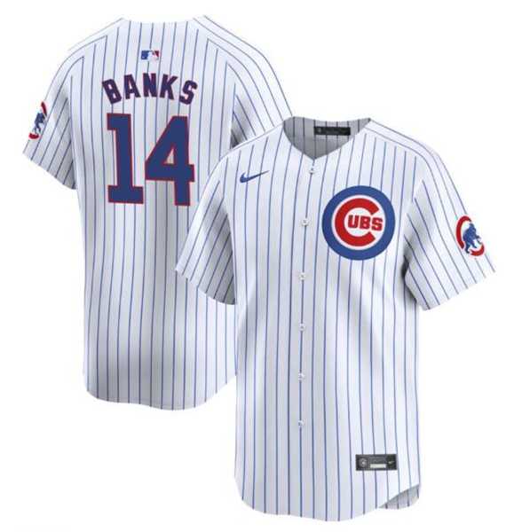 Men's Chicago Cubs #14 Ernie Banks White Cool Base Stitched Baseball Jerseys Dzhi