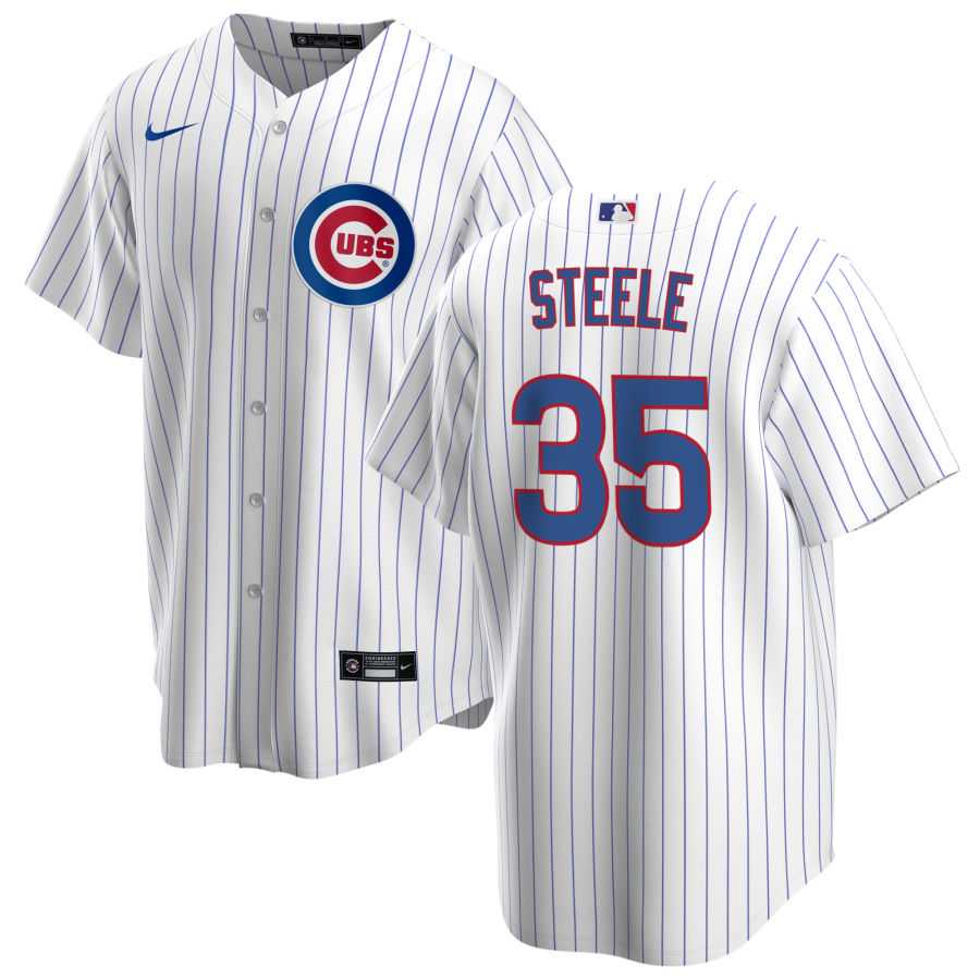 Men's Chicago Cubs #35 Justin Steele Nike Home White Cool Base Jersey Dzhi