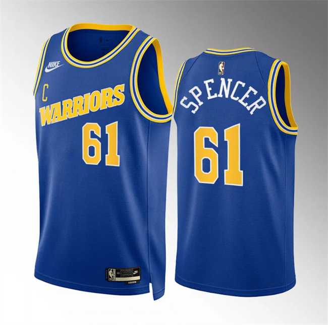 Men's Golden State Warriors #61 Pat Spencer Blue Classic Edition Stitched Basketball Jersey Dzhi